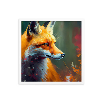 Fuchs - Ölmalerei - Schönes Kunstwerk - Premium Poster mit Rahmen camping xxx 45.7 x 45.7 cm