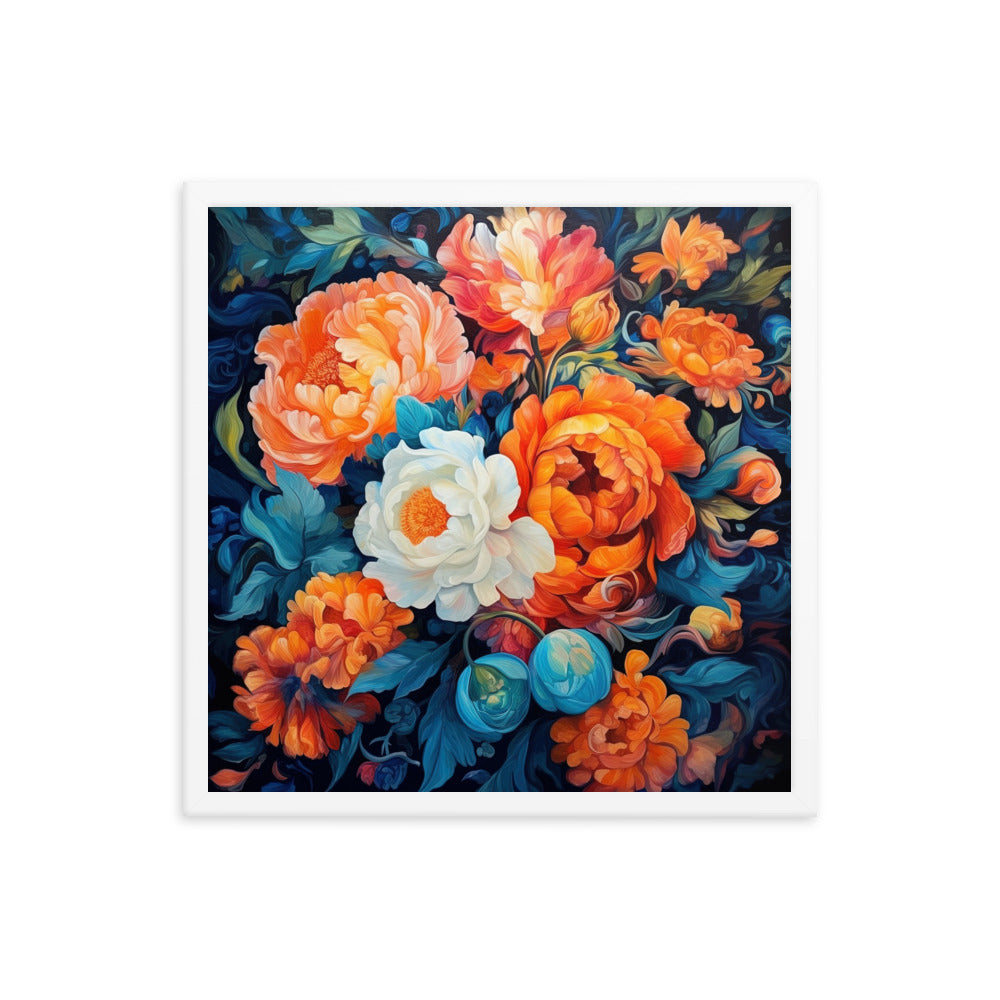 Bunte Blumen - Schöne Malerei - Premium Poster mit Rahmen camping xxx 45.7 x 45.7 cm