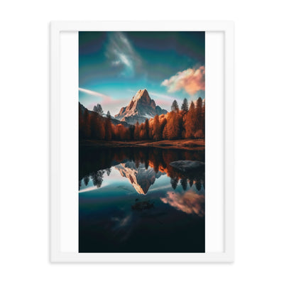 Bergsee, Berg und Bäume - Foto - Premium Poster mit Rahmen berge xxx 45.7 x 61 cm
