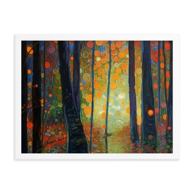 Wald voller Bäume - Herbstliche Stimmung - Malerei - Premium Poster mit Rahmen camping xxx 45.7 x 61 cm