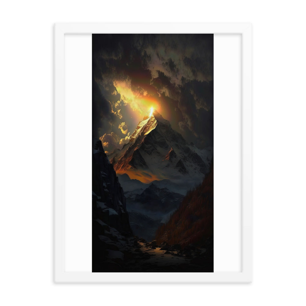 Himalaya Gebirge, Sonnenuntergang - Landschaft - Premium Poster mit Rahmen berge xxx 45.7 x 61 cm