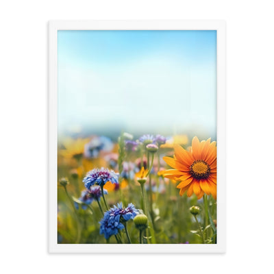 Foto von Blumen im Sonnenschein - Nahaufnahme - Premium Poster mit Rahmen camping xxx 45.7 x 61 cm