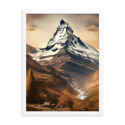 Matterhorn - Epische Malerei - Landschaft - Premium Poster mit Rahmen berge xxx 45.7 x 61 cm
