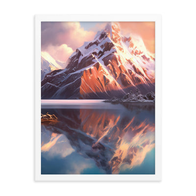 Berg und Bergsee - Landschaftsmalerei - Premium Poster mit Rahmen berge xxx 45.7 x 61 cm