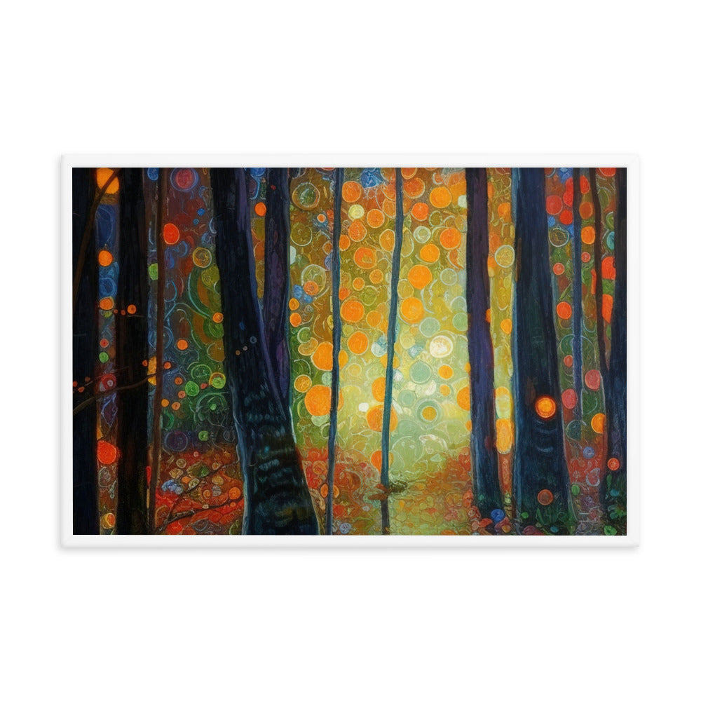 Wald voller Bäume - Herbstliche Stimmung - Malerei - Premium Poster mit Rahmen camping xxx 61 x 91.4 cm