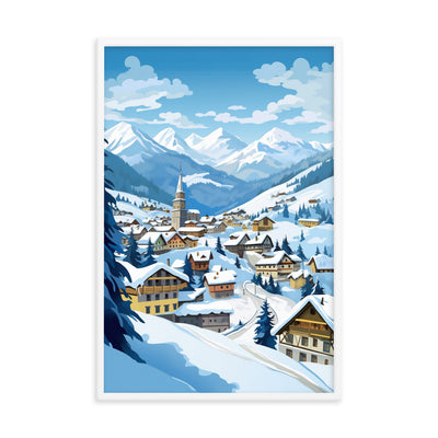 Kitzbühl - Berge und Schnee - Landschaftsmalerei - Premium Poster mit Rahmen ski xxx 61 x 91.4 cm