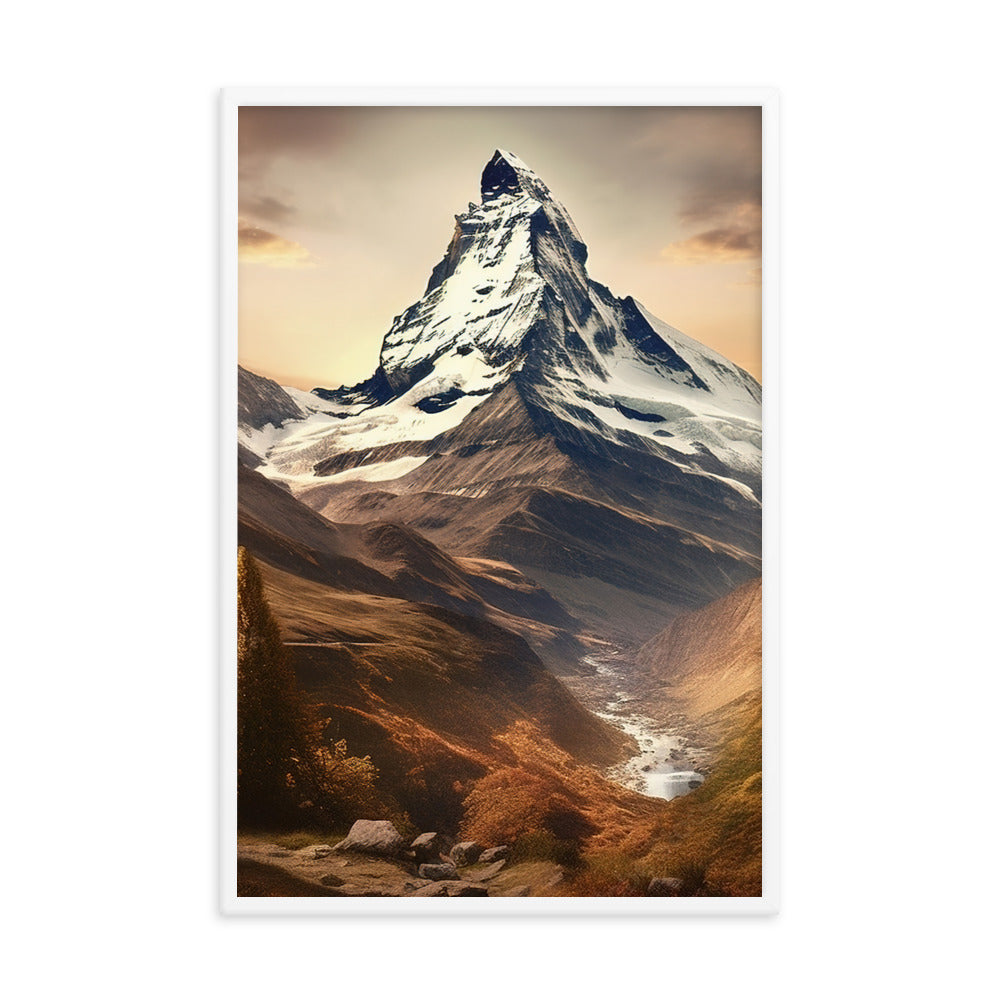 Matterhorn - Epische Malerei - Landschaft - Premium Poster mit Rahmen berge xxx 61 x 91.4 cm