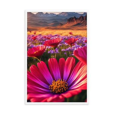 Wünderschöne Blumen und Berge im Hintergrund - Premium Poster mit Rahmen berge xxx 61 x 91.4 cm