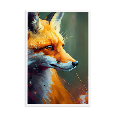 Fuchs - Ölmalerei - Schönes Kunstwerk - Premium Poster mit Rahmen camping xxx 61 x 91.4 cm