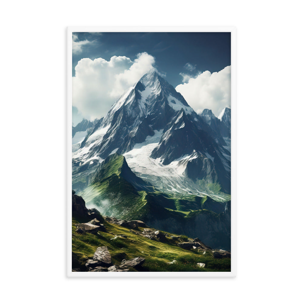 Gigantischer Berg - Landschaftsmalerei - Premium Poster mit Rahmen berge xxx 61 x 91.4 cm