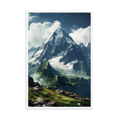 Gigantischer Berg - Landschaftsmalerei - Premium Poster mit Rahmen berge xxx 61 x 91.4 cm