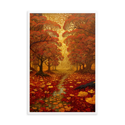 Wald im Herbst und kleiner Bach - Premium Poster mit Rahmen camping xxx 61 x 91.4 cm