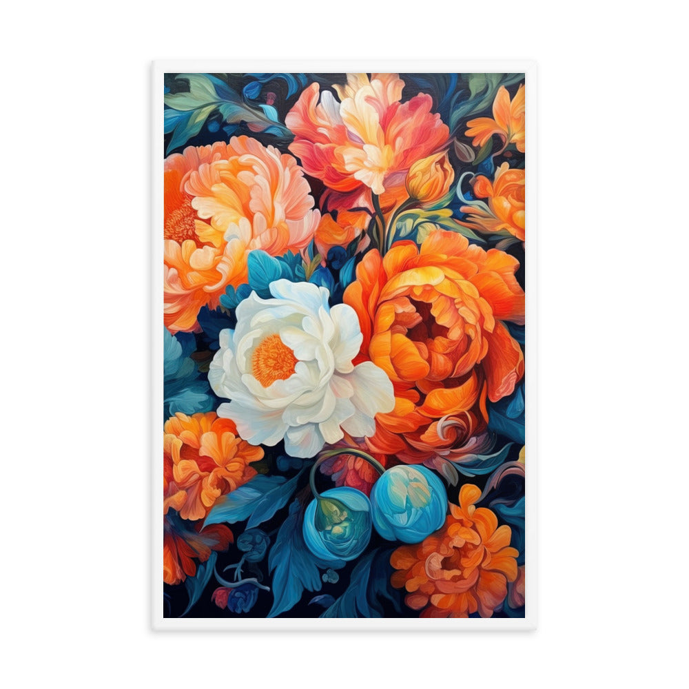Bunte Blumen - Schöne Malerei - Premium Poster mit Rahmen camping xxx 61 x 91.4 cm