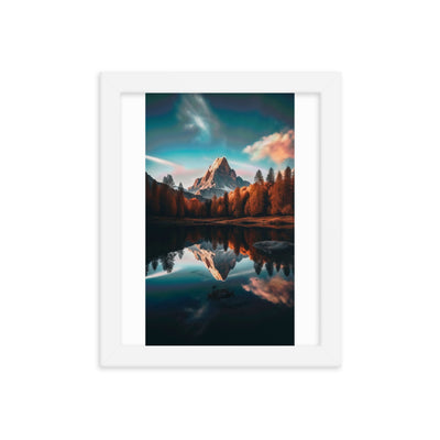 Bergsee, Berg und Bäume - Foto - Premium Poster mit Rahmen berge xxx 20.3 x 25.4 cm