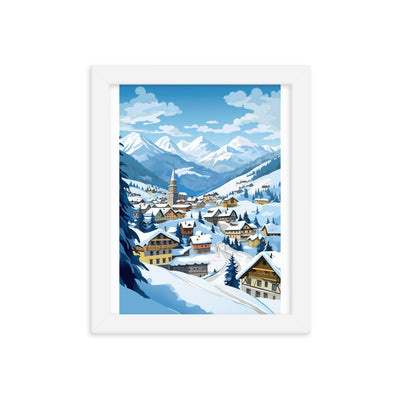Kitzbühl - Berge und Schnee - Landschaftsmalerei - Premium Poster mit Rahmen ski xxx 20.3 x 25.4 cm
