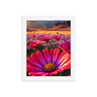 Wünderschöne Blumen und Berge im Hintergrund - Premium Poster mit Rahmen berge xxx 20.3 x 25.4 cm