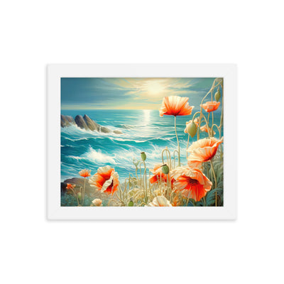 Blumen, Meer und Sonne - Malerei - Premium Poster mit Rahmen camping xxx 20.3 x 25.4 cm