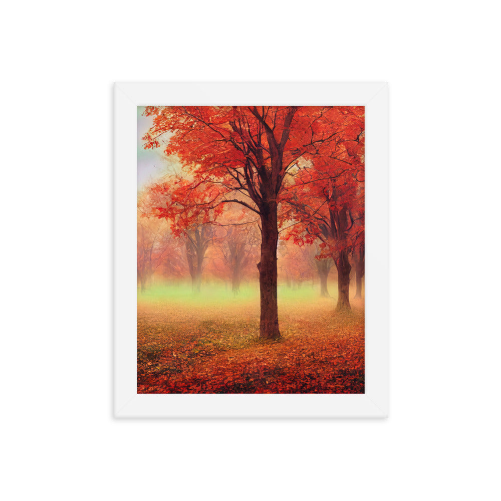 Wald im Herbst - Rote Herbstblätter - Premium Poster mit Rahmen camping xxx 20.3 x 25.4 cm