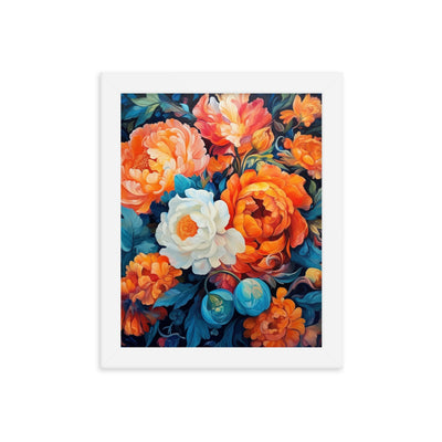 Bunte Blumen - Schöne Malerei - Premium Poster mit Rahmen camping xxx 20.3 x 25.4 cm