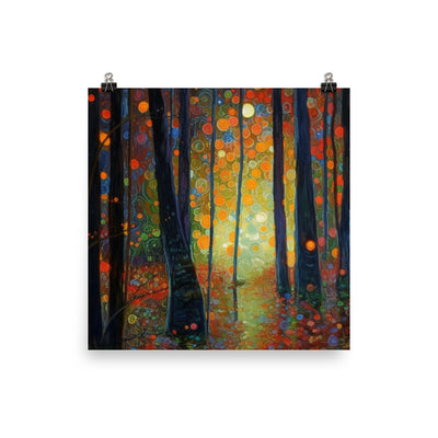 Wald voller Bäume - Herbstliche Stimmung - Malerei - Poster camping xxx 25.4 x 25.4 cm