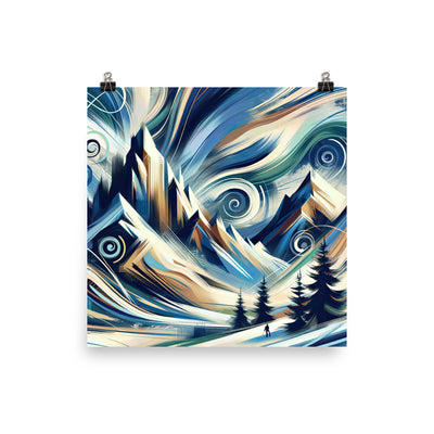 Abstrakte Kunst, die die Essenz der Alpen einfängt. Kräftige Pinselstriche stellen Gipfel und Muster dar - Enhanced Matte Paper Poster berge xxx yyy zzz 25.4 x 25.4 cm