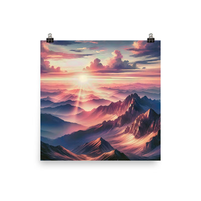 Schöne Berge bei Sonnenaufgang: Malerei in Pastelltönen - Poster berge xxx yyy zzz 25.4 x 25.4 cm