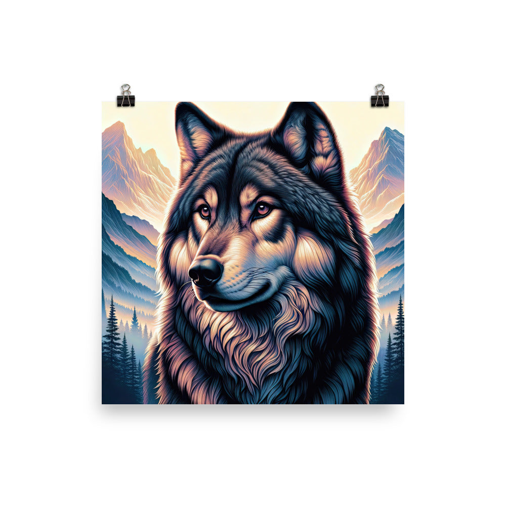 Majestätischer, glänzender Wolf in leuchtender Illustration (AN) - Poster xxx yyy zzz 25.4 x 25.4 cm