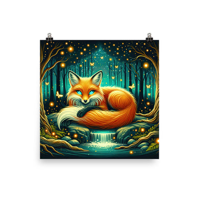 Bezaubernder Fuchs auf erleuchteter mystischer Waldlichtung - Poster camping xxx yyy zzz 25.4 x 25.4 cm