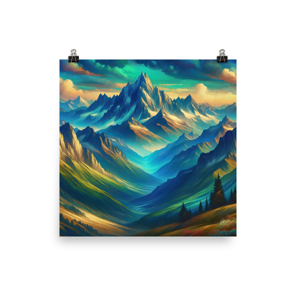 Atemberaubende alpine Komposition mit majestätischen Gipfeln und Tälern - Poster berge xxx yyy zzz 25.4 x 25.4 cm