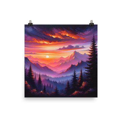 Ölgemälde der Alpenlandschaft im ätherischen Sonnenuntergang, himmlische Farbtöne - Poster berge xxx yyy zzz 25.4 x 25.4 cm