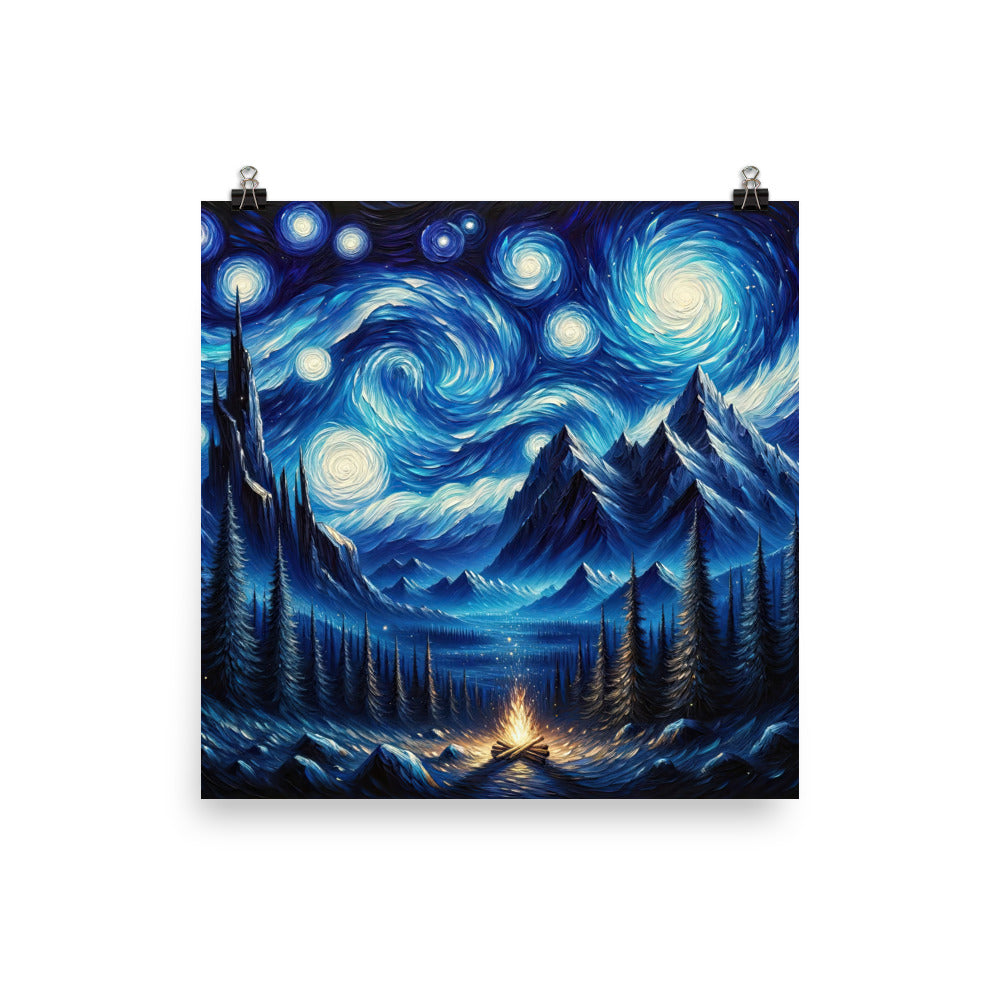 Sternennacht-Stil Ölgemälde der Alpen, himmlische Wirbelmuster - Poster berge xxx yyy zzz 25.4 x 25.4 cm
