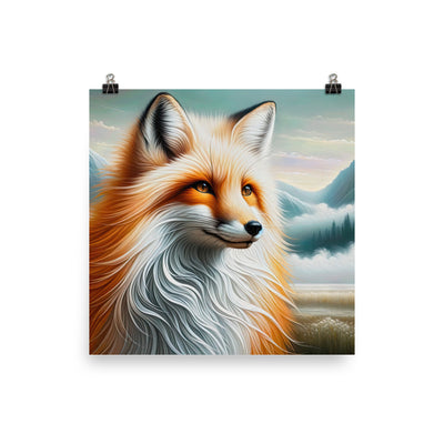 Ölgemälde eines anmutigen, intelligent blickenden Fuchses in Orange-Weiß - Poster camping xxx yyy zzz 25.4 x 25.4 cm