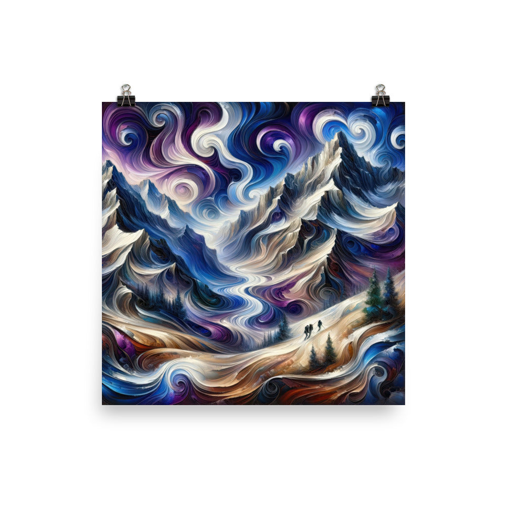 Ölgemälde der Alpen in abstraktem Expressionismus, wilde Naturdarstellung - Poster berge xxx yyy zzz 25.4 x 25.4 cm