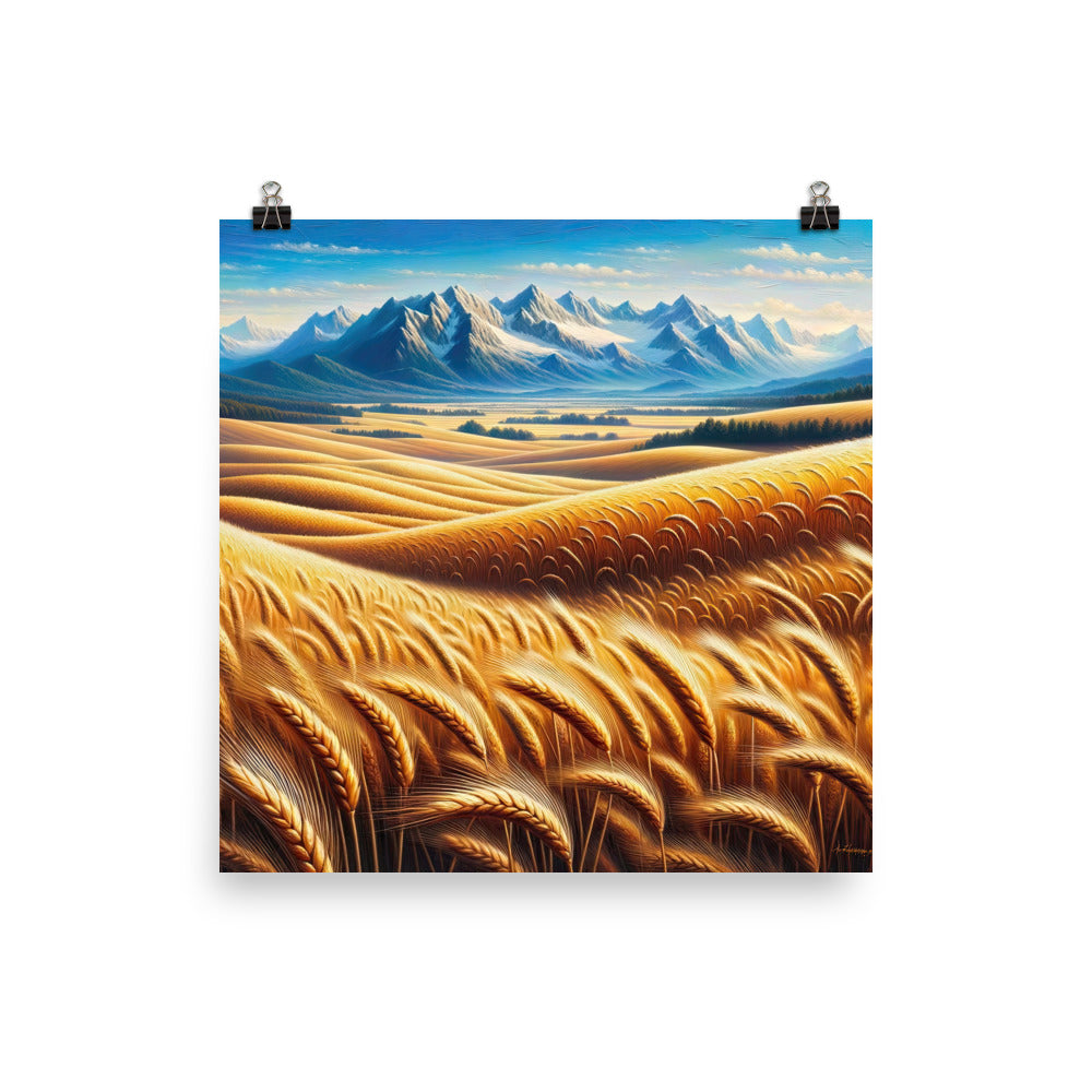 Ölgemälde eines weiten bayerischen Weizenfeldes, golden im Wind (TR) - Poster xxx yyy zzz 25.4 x 25.4 cm