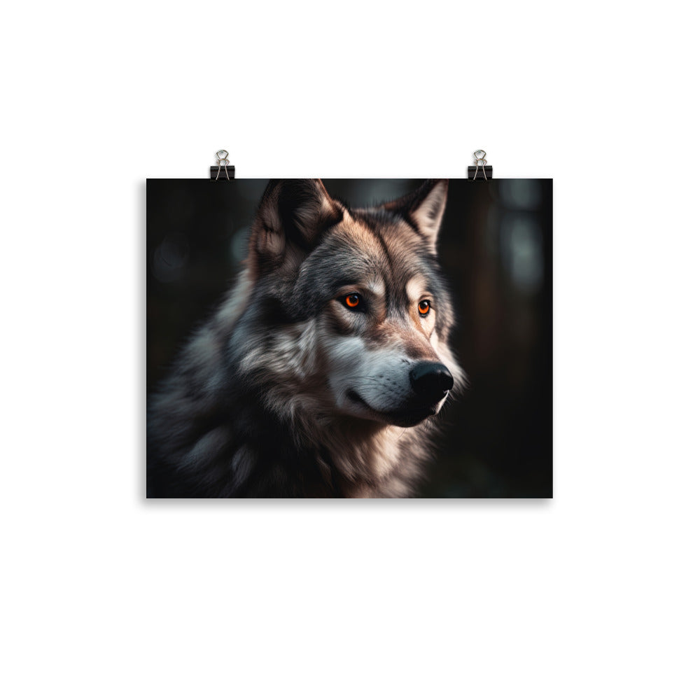 Wolf Porträt - Fotorealistische Malerei - Poster camping xxx 27.9 x 35.6 cm