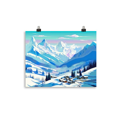 Berge und Schnee - Landschaft - Poster ski xxx 27.9 x 35.6 cm