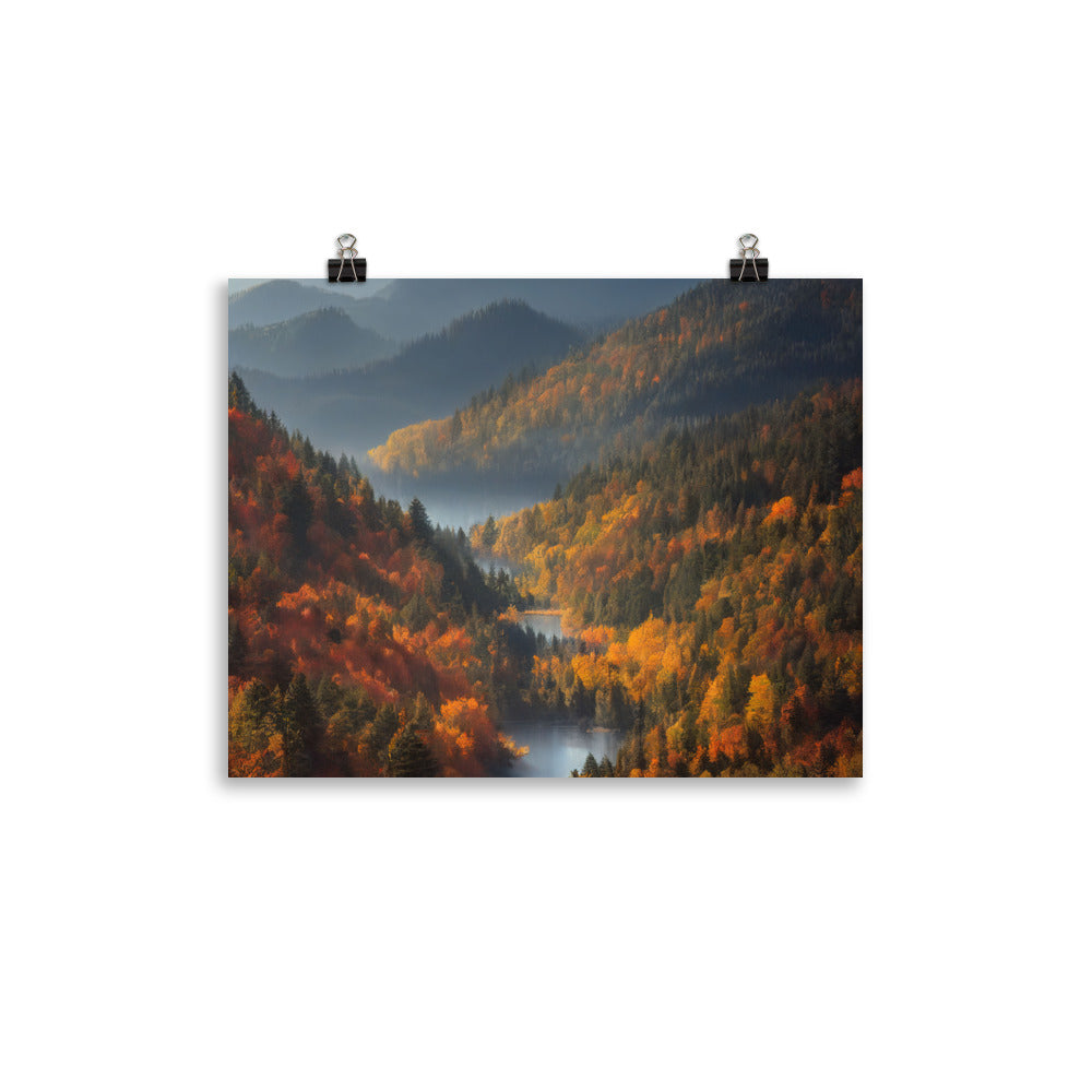 Berge, Wald und Nebel - Malerei - Poster berge xxx 27.9 x 35.6 cm