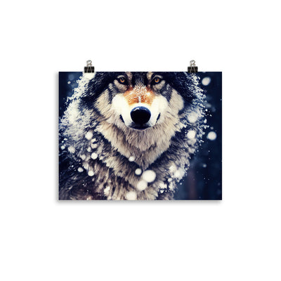 Wolf im Schnee - Episches Foto - Poster camping xxx 27.9 x 35.6 cm