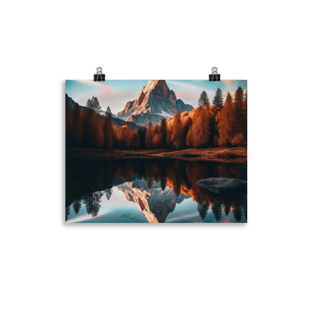 Bergsee, Berg und Bäume - Foto - Poster berge xxx 27.9 x 35.6 cm