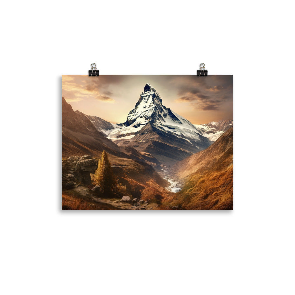 Matterhorn - Epische Malerei - Landschaft - Poster berge xxx 27.9 x 35.6 cm