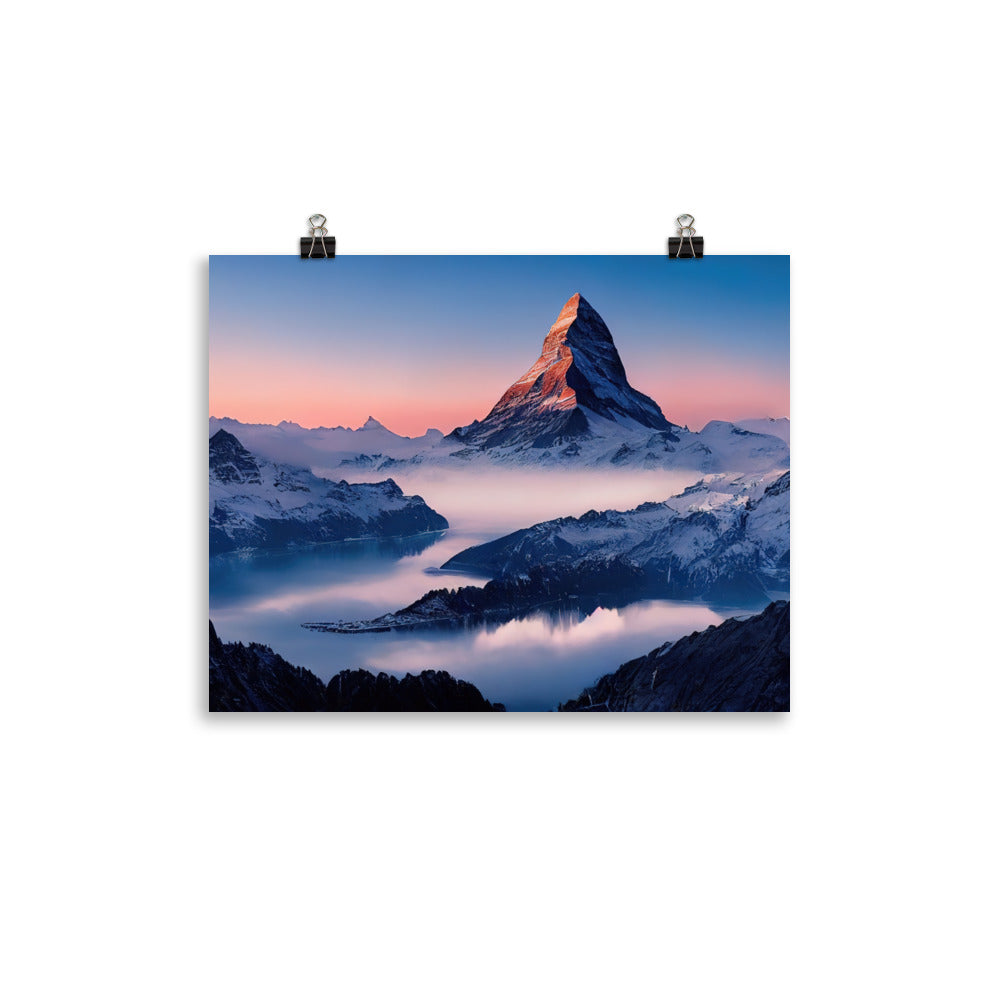 Matternhorn - Nebel - Berglandschaft - Malerei - Poster berge xxx 27.9 x 35.6 cm