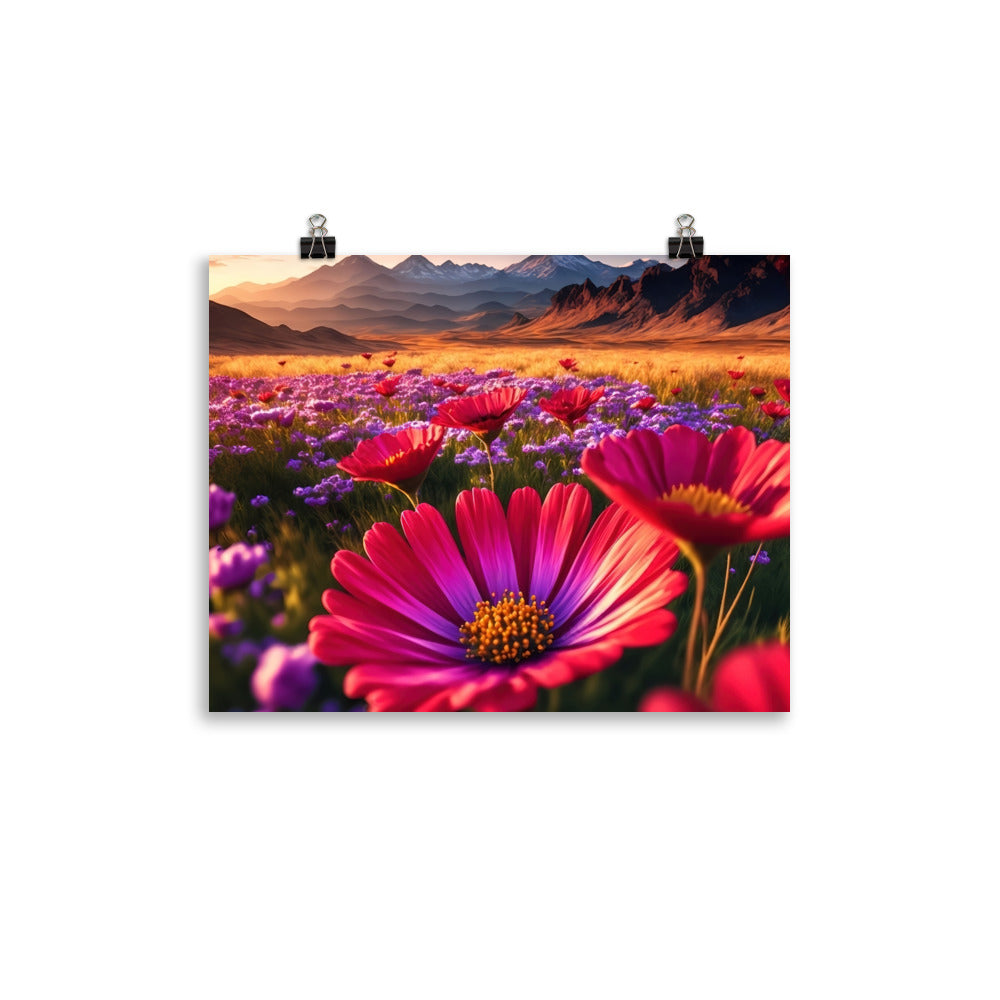Wünderschöne Blumen und Berge im Hintergrund - Poster berge xxx 27.9 x 35.6 cm