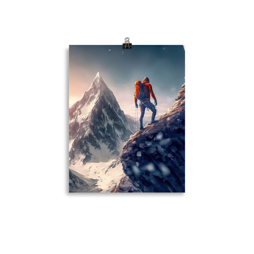 Bergsteiger auf Berg - Epische Malerei - Poster klettern xxx 27.9 x 35.6 cm