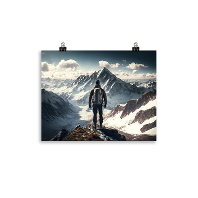 Wanderer auf Berg von hinten - Malerei - Poster berge xxx 27.9 x 35.6 cm