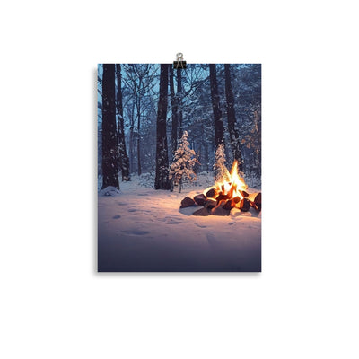 Lagerfeuer im Winter - Camping Foto - Poster camping xxx 27.9 x 35.6 cm