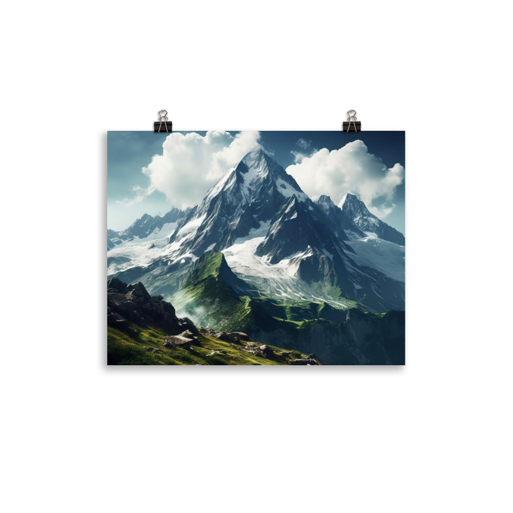 Gigantischer Berg - Landschaftsmalerei - Poster berge xxx 27.9 x 35.6 cm
