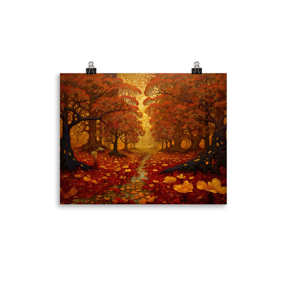 Wald im Herbst und kleiner Bach - Poster camping xxx 27.9 x 35.6 cm
