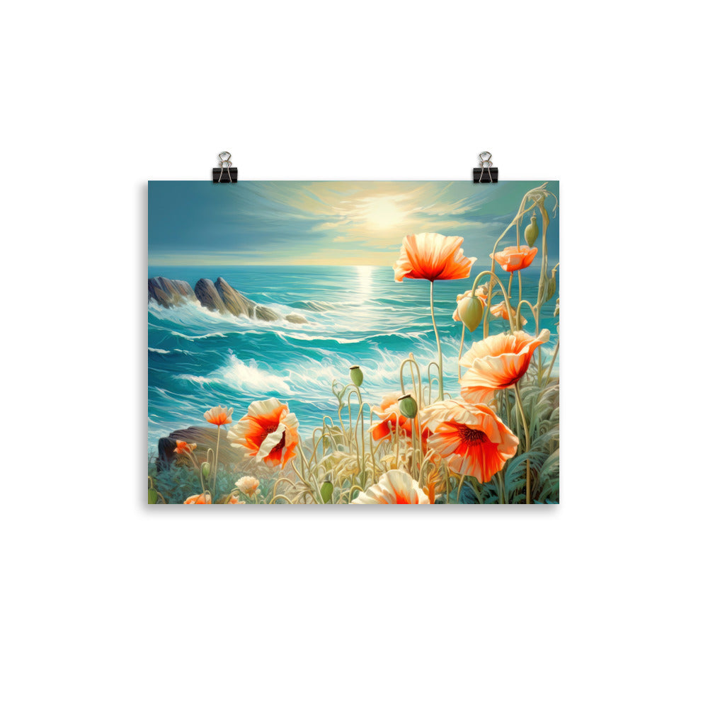 Blumen, Meer und Sonne - Malerei - Poster camping xxx 27.9 x 35.6 cm