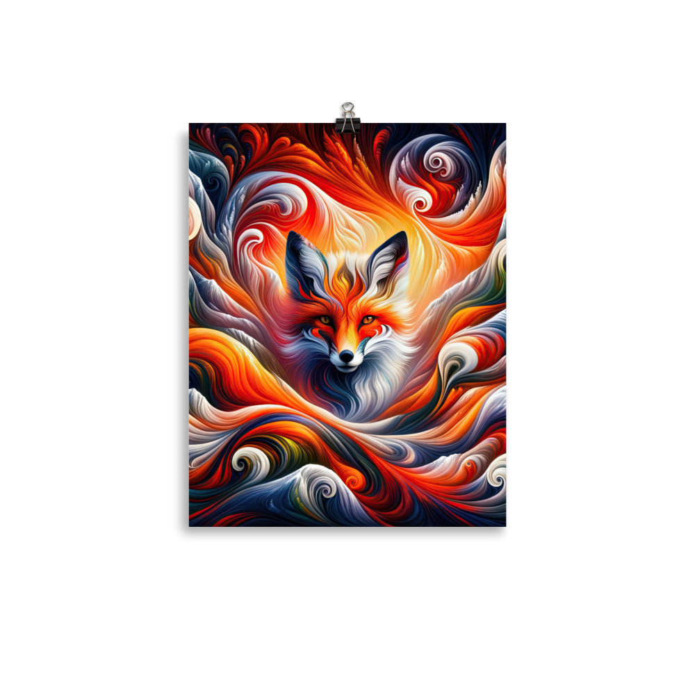 Abstraktes Kunstwerk, das den Geist der Alpen verkörpert. Leuchtender Fuchs in den Farben Orange, Rot, Weiß - Enhanced Matte Paper camping xxx yyy zzz 27.9 x 35.6 cm