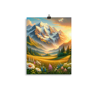 Heitere Alpenschönheit: Schneeberge und Wildblumenwiesen - Poster berge xxx yyy zzz 27.9 x 35.6 cm